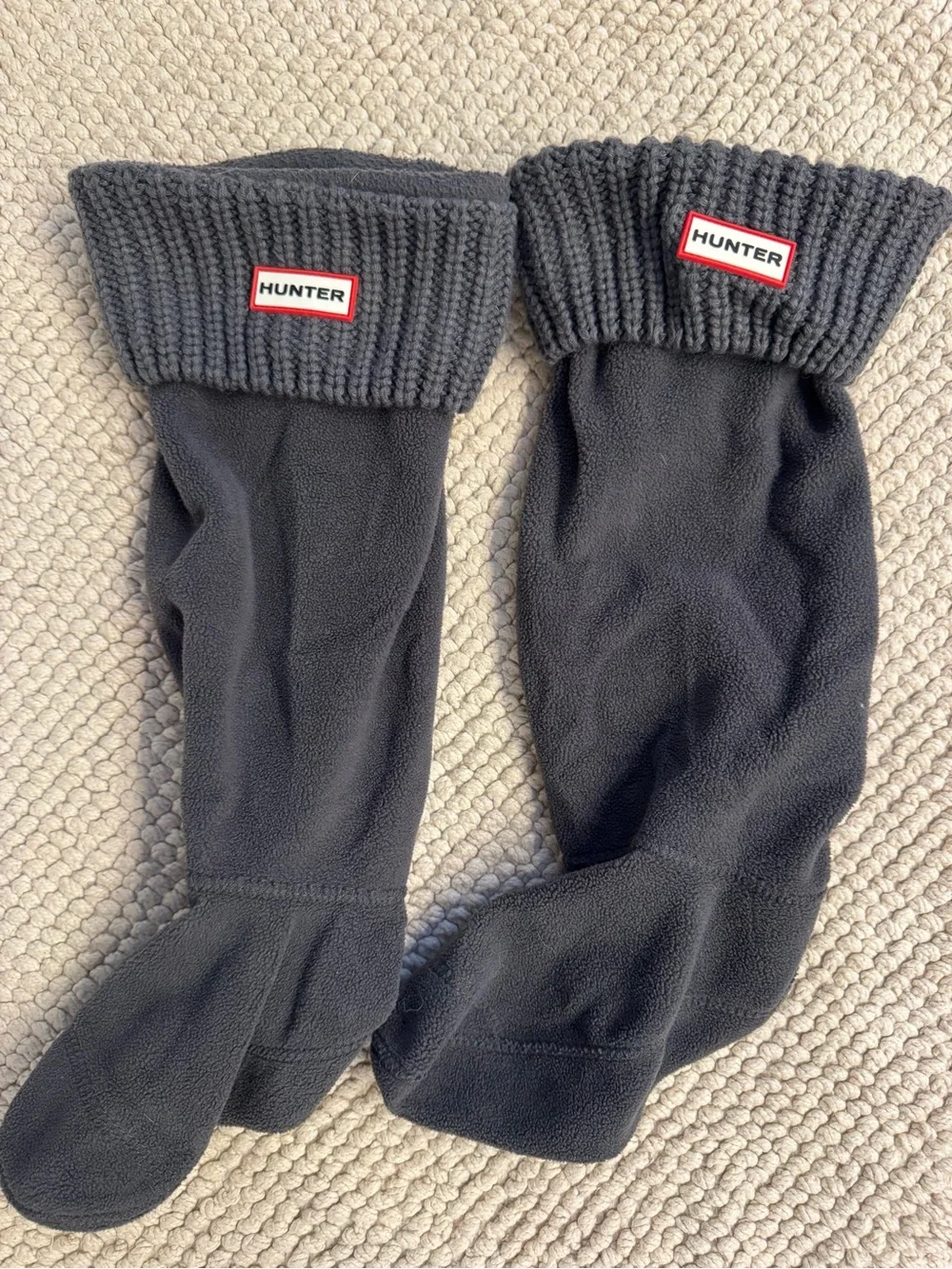 Hunter Charcoal Knit Cuff Fleece Boot Socks